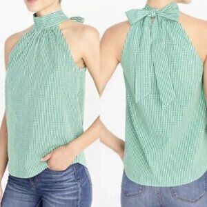 J. Crew Printed Tie-Neck Tank Top